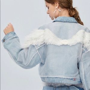 MISS SIXTY angel collection light wash distressed jean denim jacket EURO SMALL